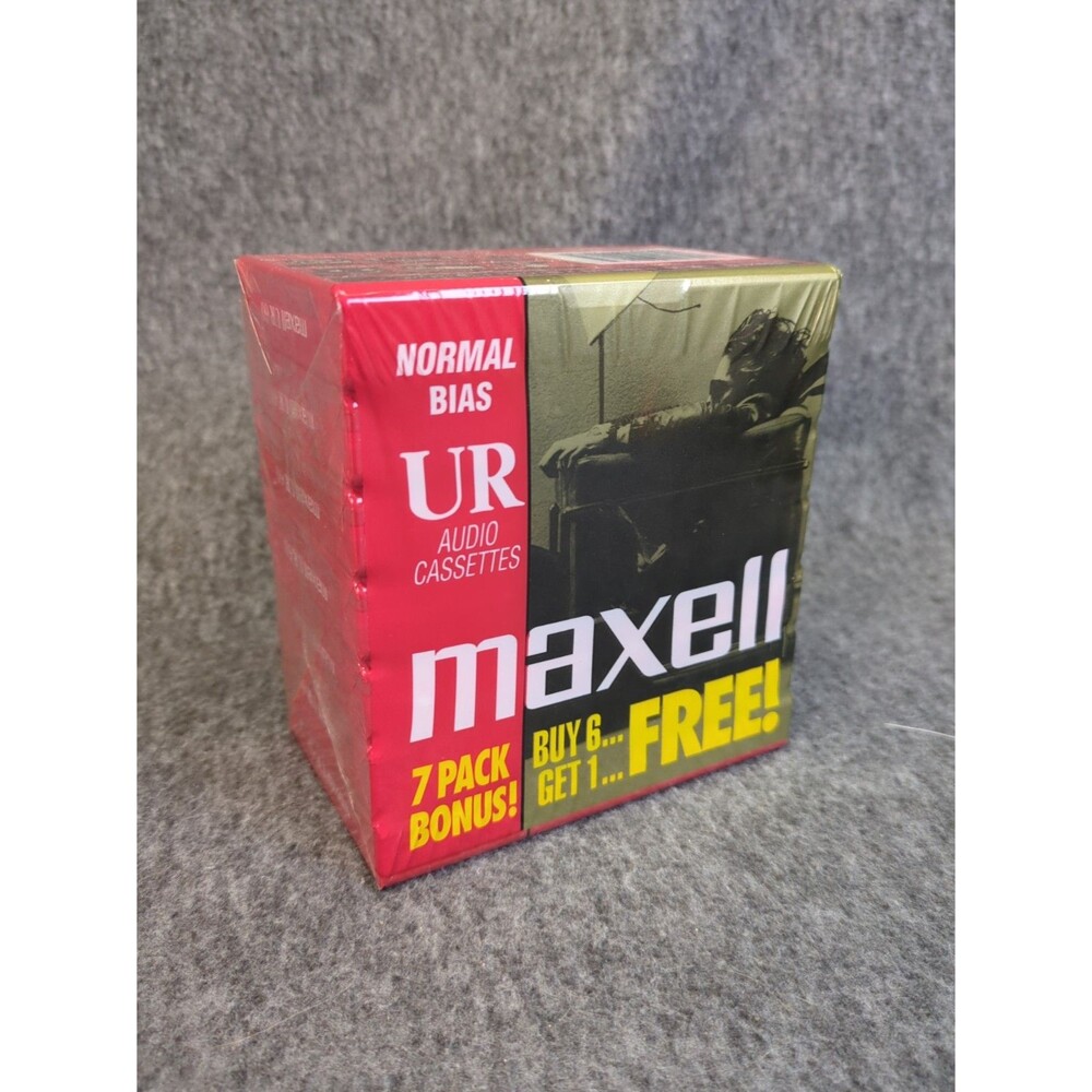 Maxell 7 Pack UR 60 Audio Cassette Tapes - 60 Minute 90M Normal Bias SEALED NOS